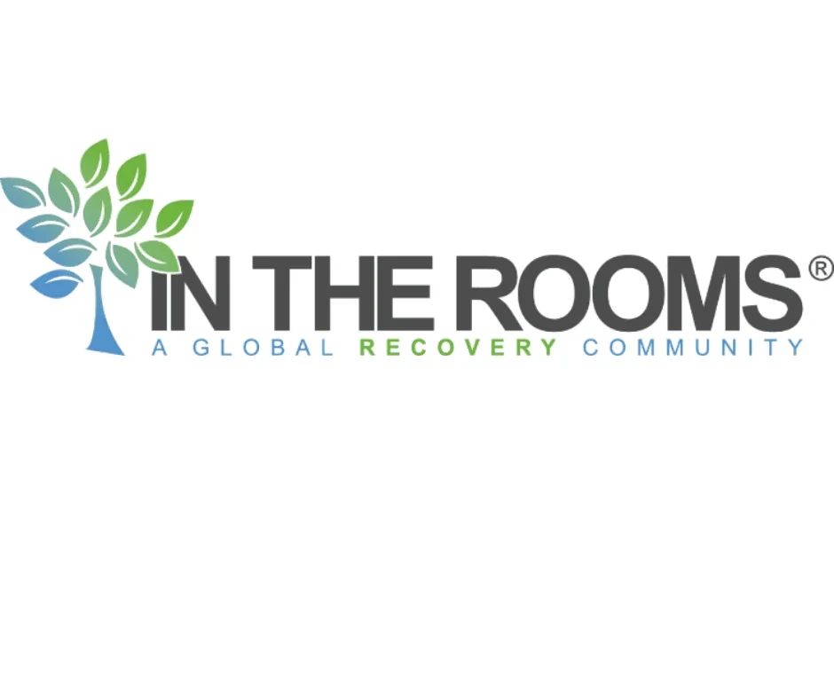 Logo for In The Rooms, a global recovery community, featuring a stylized tree graphic.