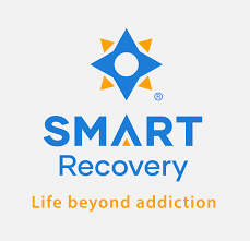 SMART Recovery logo featuring a four-pointed star icon and the tagline Life beyond addiction.