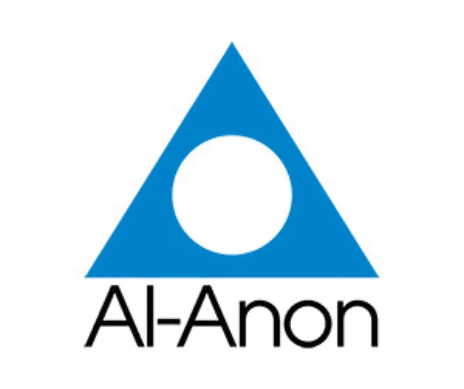 Al-Anon logo featuring a blue triangle with a white circle in the center above the text Al-Anon.